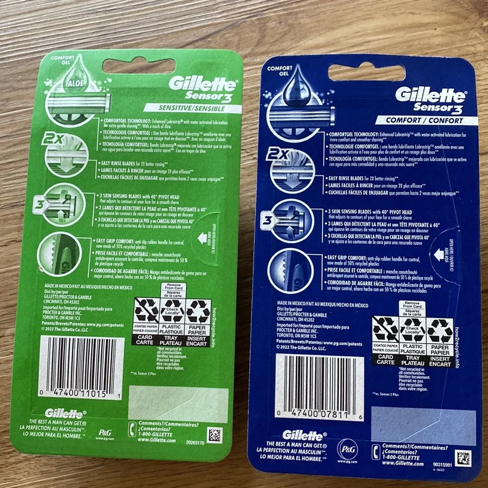 NEW 2 packs of Gillette sensor 3 razors